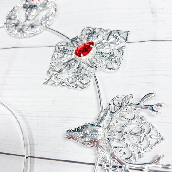 Elk Halo Headband, Deer Halo Crown, Animal Halo Headpiece, Silver Halo Crown - Picture 3 of 7